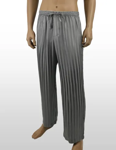 Pantalon Lounge de Seda inSilk Jacquard Stripe Steelgrey